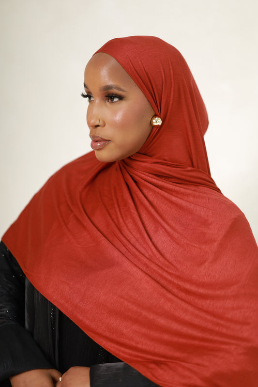 Tofaah Jersey Hijab - Rust